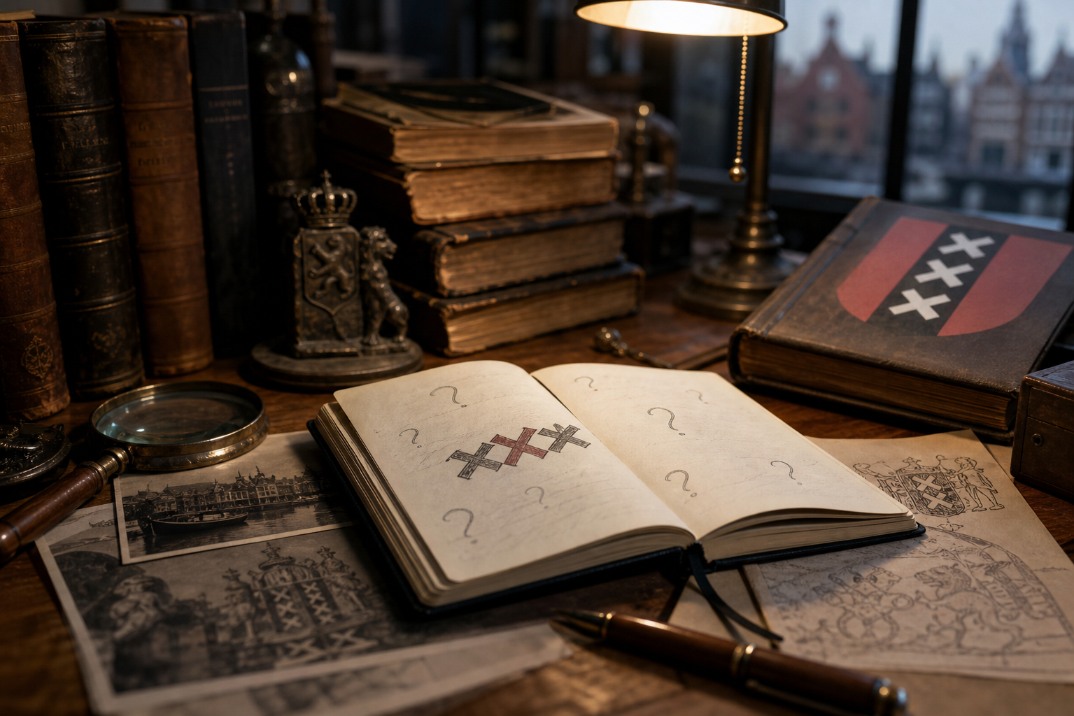 Notitieboek met vragen over Amsterdamse symbolen